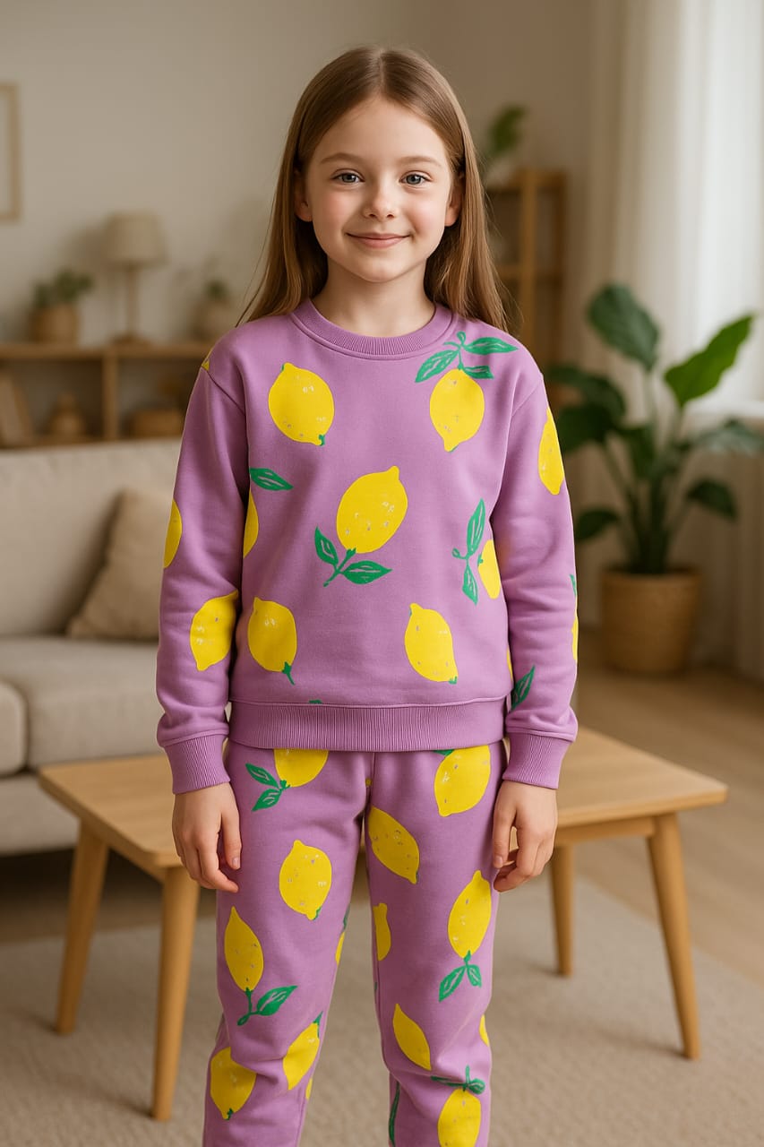 Lemon printing purple track suit- Girls(R-23)