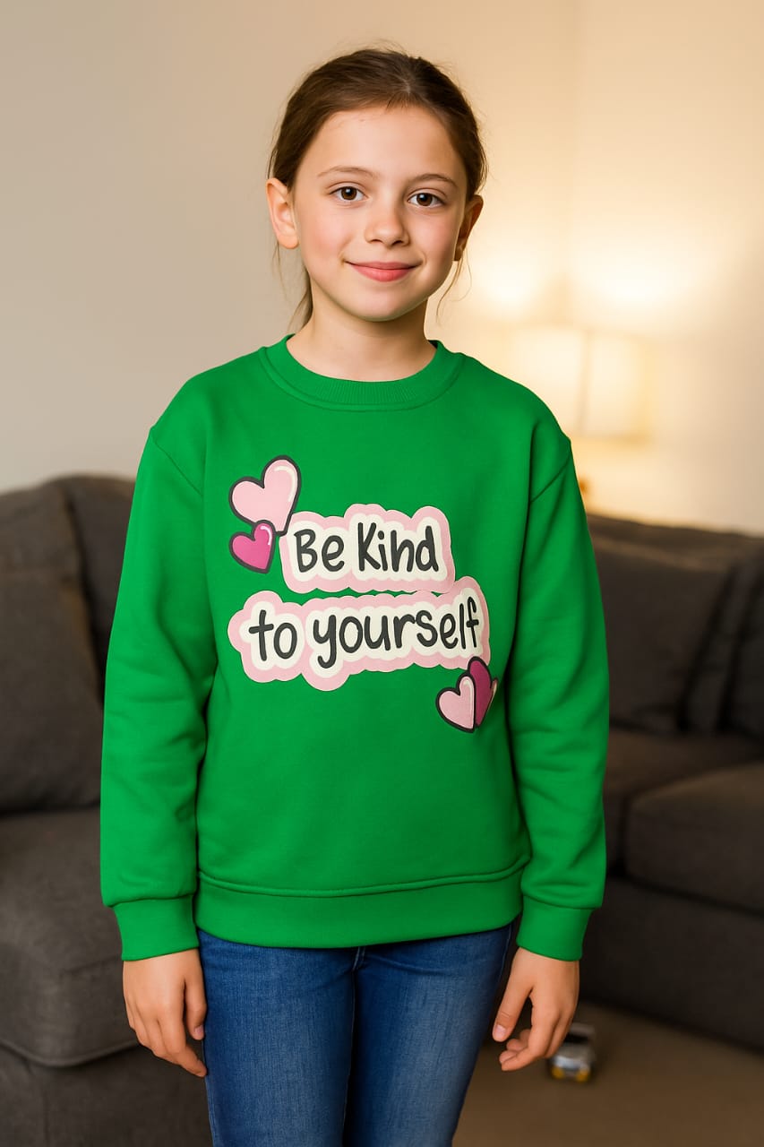 Be Kind yourself green sweatshirt- Girls(R-129)