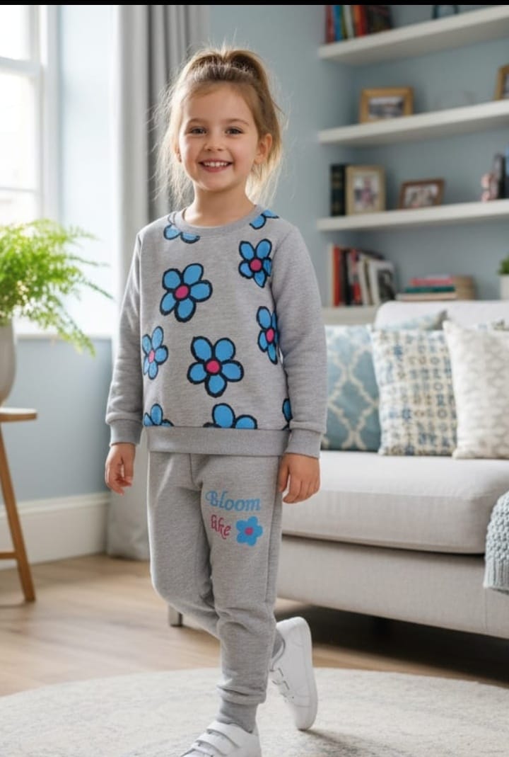 Sun flower gray track suit- girls(R-34,82)