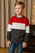 Three penal red and oatemal sweatshirt- Boys(R-119)