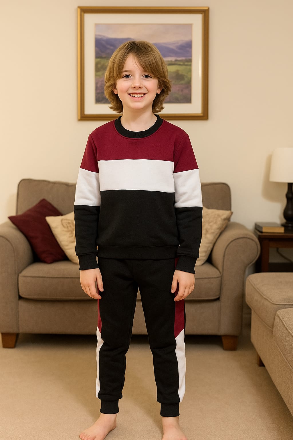 Three penal mehroon and black track suit- boys(R-87)