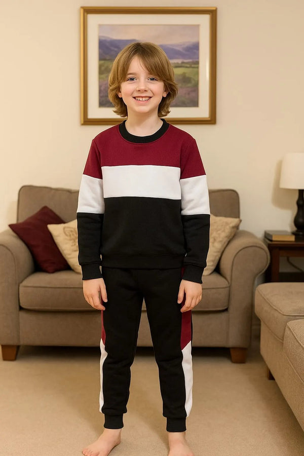 Three Panel Maroon and Black Track Suit - Boys (60N)