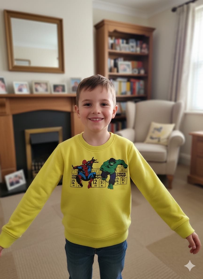 Cartoon heroes yellow sweatshirt- Boys(R-122)