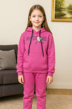 Awesome pink hoodie track suit- Girls(R-143)