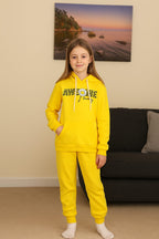Awesome yellow hoodie track suit- Girls(R-136)