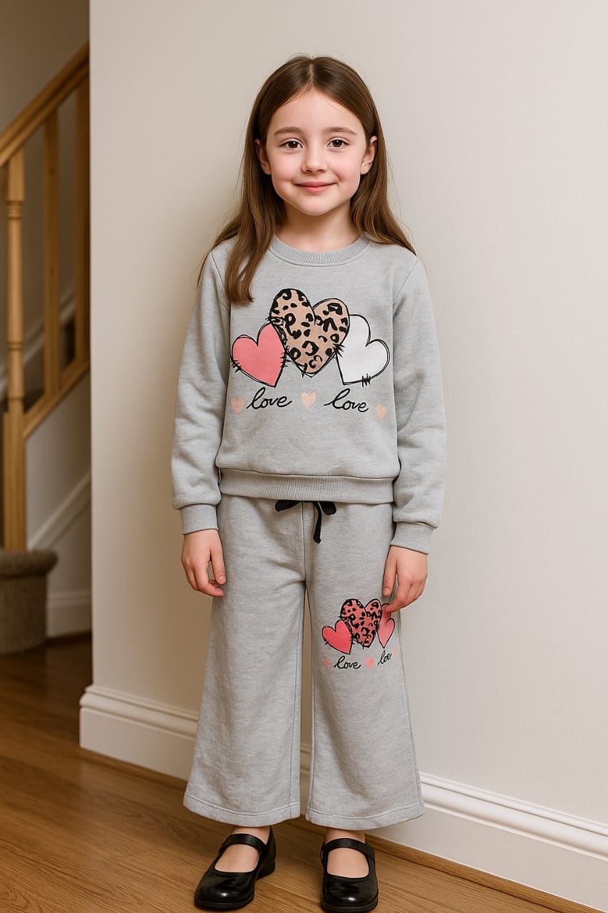 Three heart gray flapper track suit- Girls(R-12)