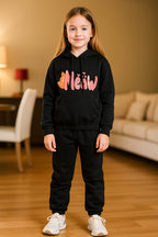 MEOW black hoodie track suit- Girls(R-130)