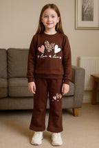 Three heart brown falpper track suit- Girls(R-6)