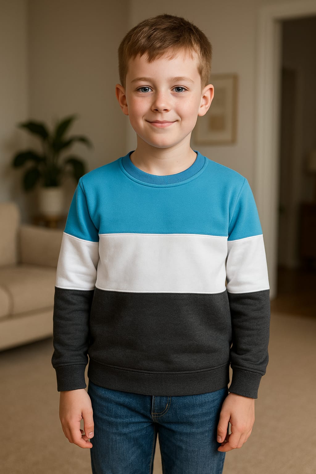 Three penal sky and black sweatshirt- Boys