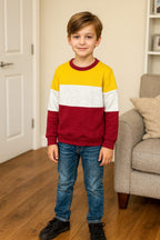 Three penal yellow and mehrron sweatshirt- Boys(R-128)