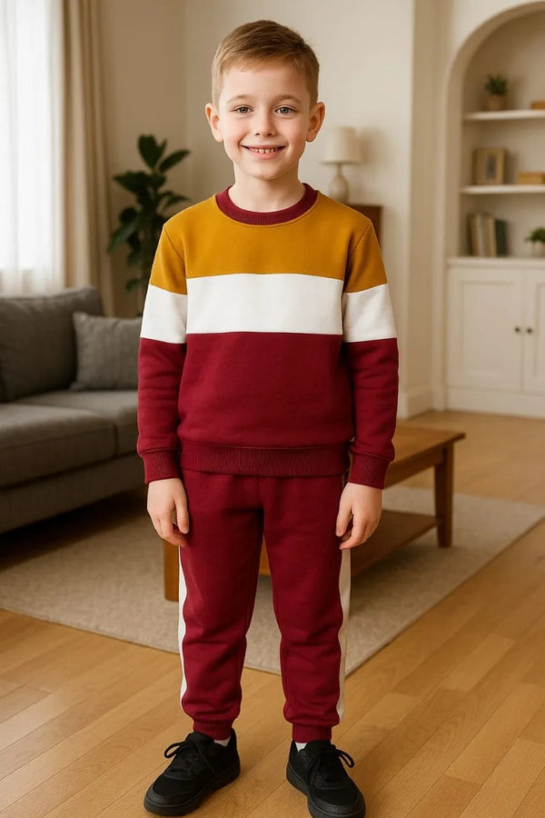 Three Panel brown and Maroon Track Suit - Boys (R-56)