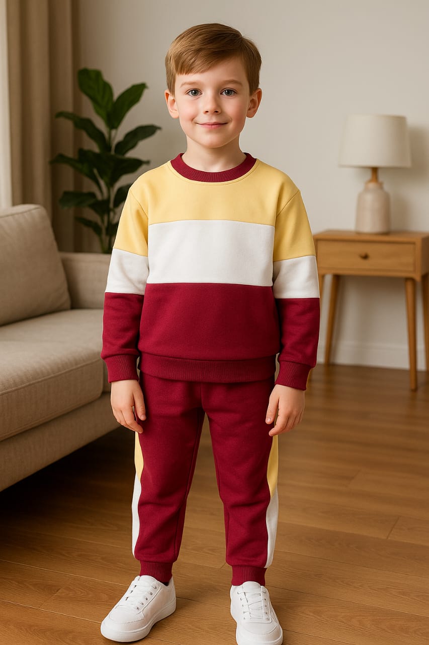 Three penal yelow and mehroon track suit- Boys(R-85,86)