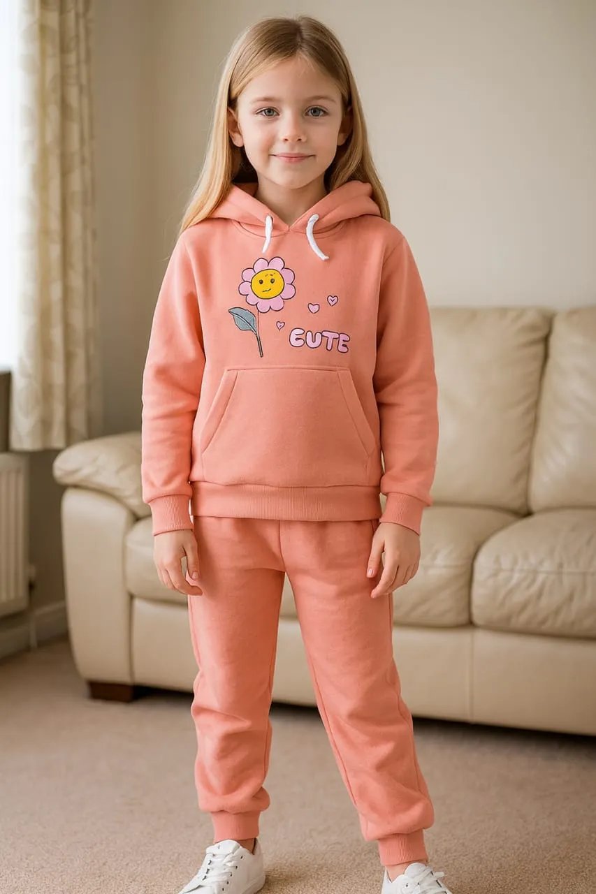 Sunflower Peach Hoodie Tracksuit - Girls (131N)