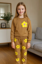 Sun flower brown track suit- Girls(R-104)