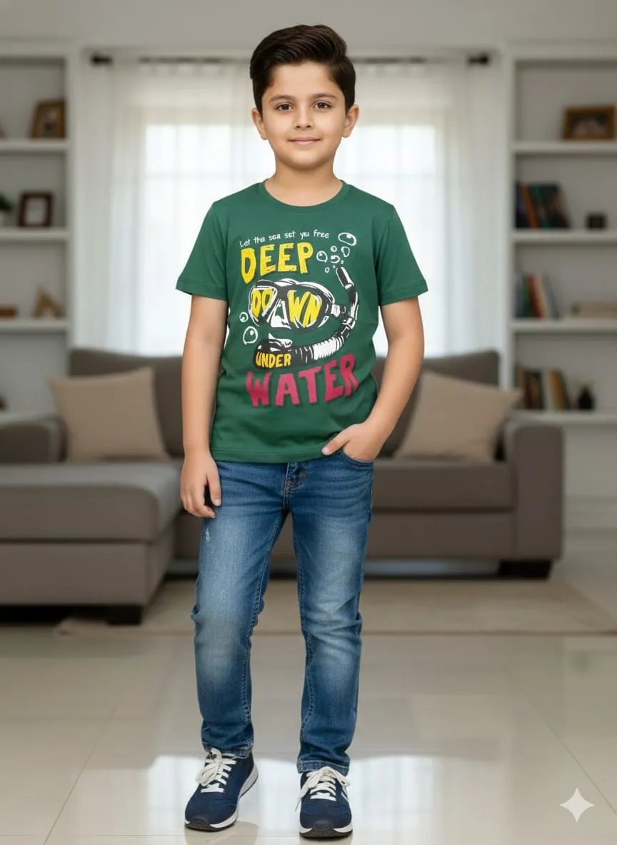 Deep under water green T-shirt- Boys (58N)