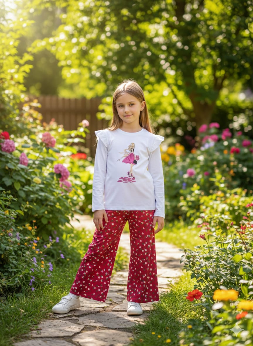 Doll print white Category  T-Shirt &Flapper- Girls