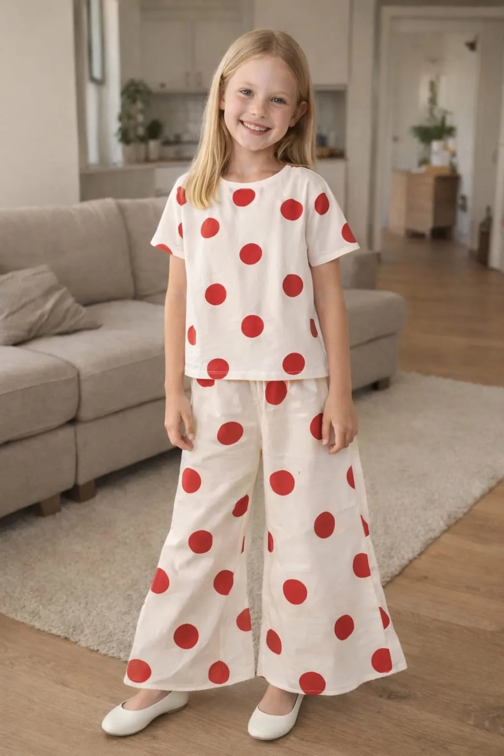 Red Dots Half Sleeveless Skate Fish- Girls