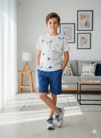 Tree With Sun White nicker Suit- Boys