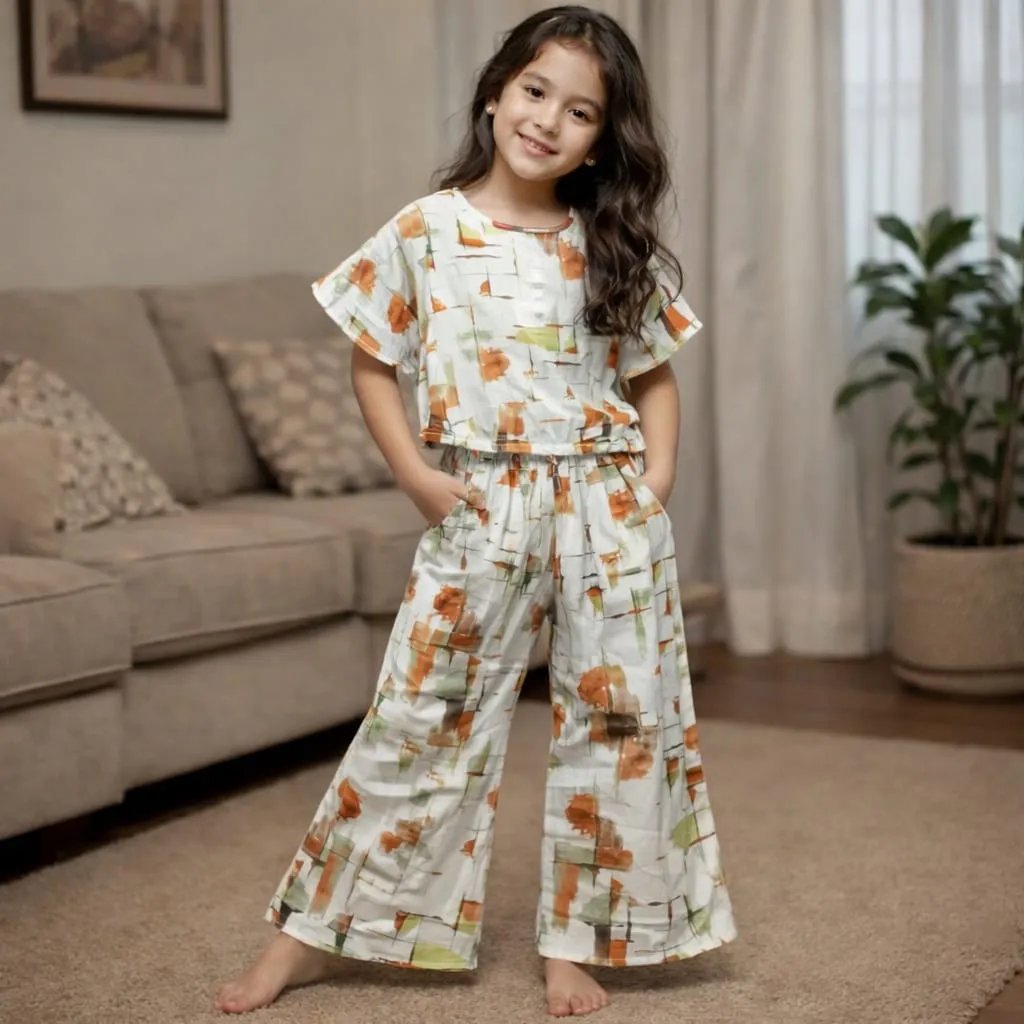 Multiple colors print Cream Skate Fish- Girls