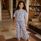 Purple Flowers Print  White Skate Fish- Girls