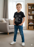 Father &  Son Print Black T-shirt- Boys