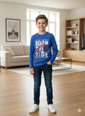 Born To Ride Full Sleeveless Print Blue T- Shirt- Boys