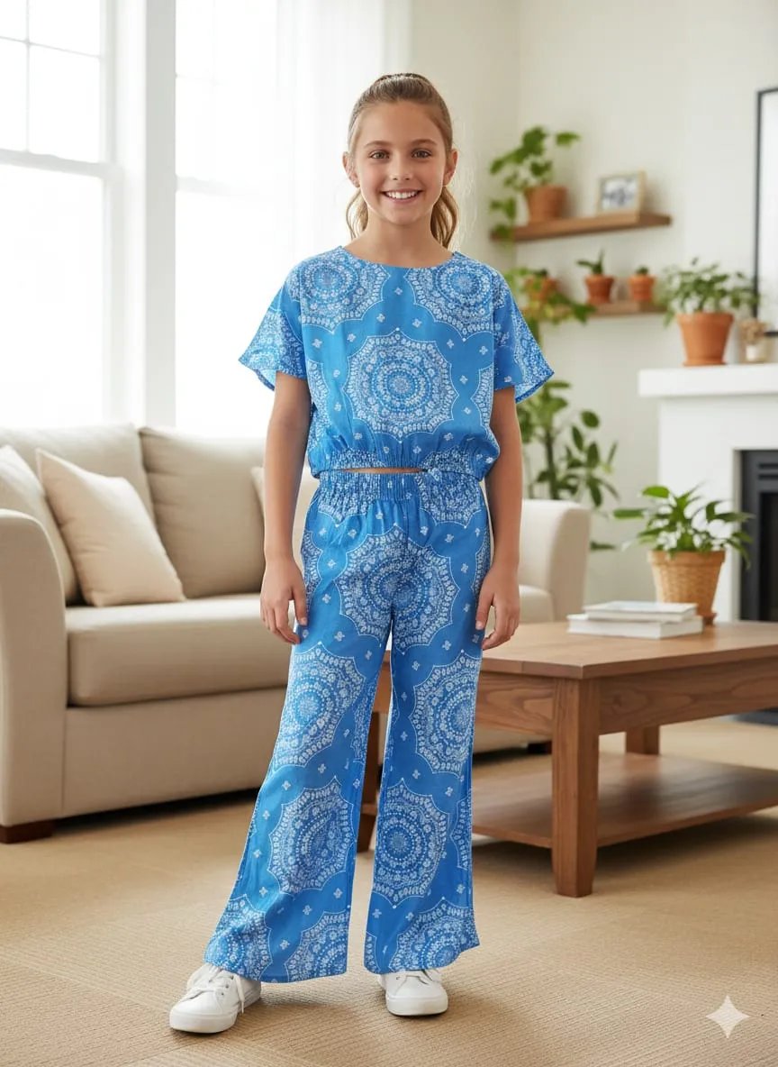 Blue Mandala Set Blue Skate  Fish- Girls