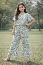 Blue Wild Flowers Set White Skate Fish- Girls