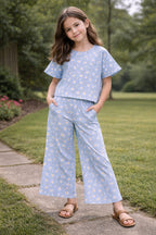 Sun Flowers Print Sky Skate Fish- Girls