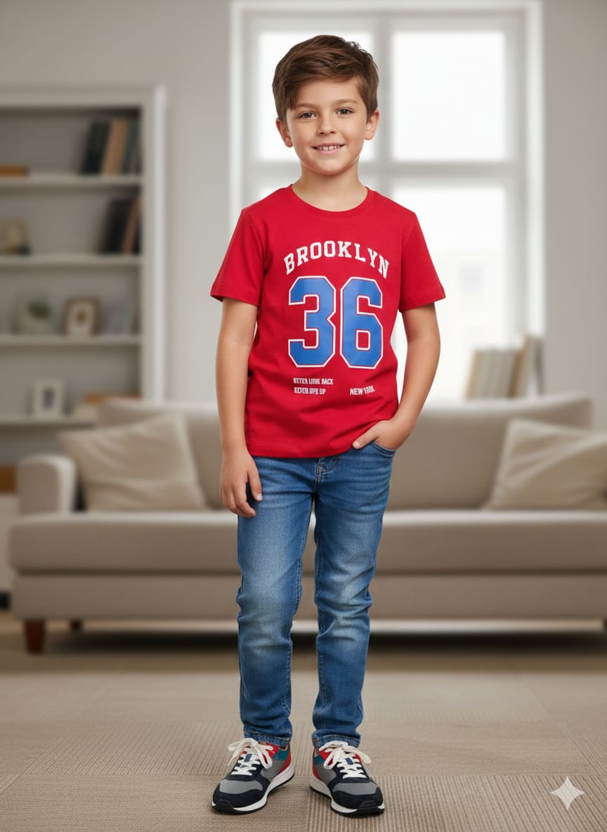 Brooklyn Red T-Shirt-Boys