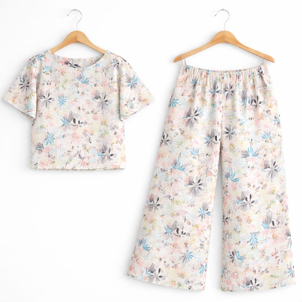 Leaves Print White Skate Fish- Girls