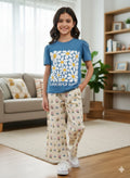 LAVENDER HAZE BLUE T-shirt & flapper plazzo -Girls