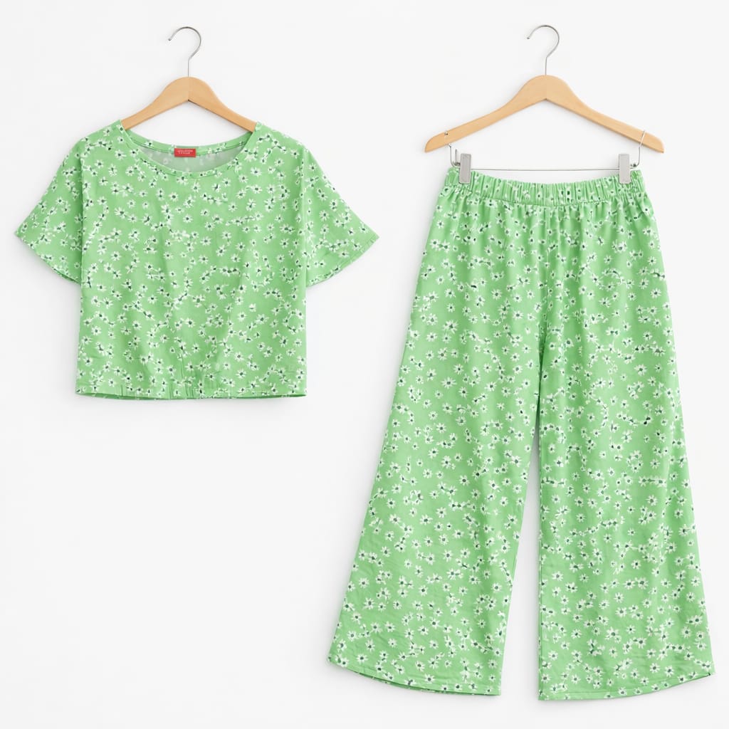 Blue Dots Print Green Skate Fish- Girls