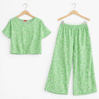 Blue Dots Print Green Skate Fish- Girls