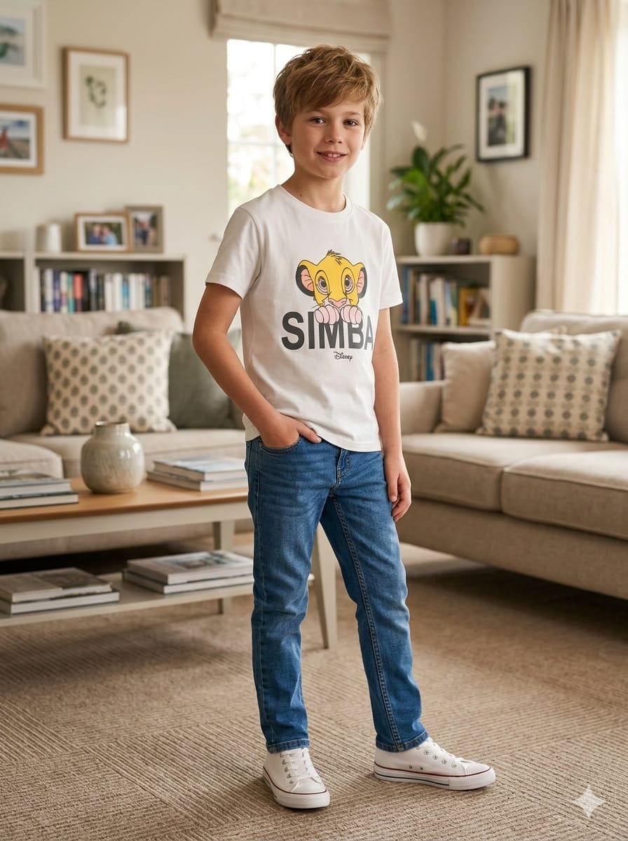 Simba print Cream T-shirt Boys