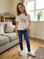 Short Length Wildflower Print Emroidery T- Shirt- Girls