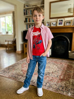 Spiderman Print red InnerCheck Double Shirt Boys