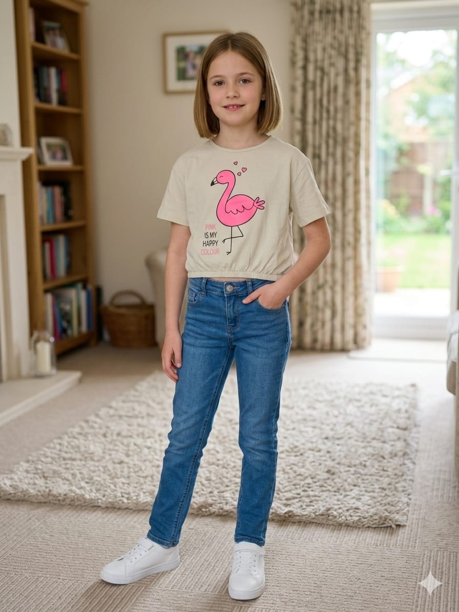 Falmingo Print skin T- Shirt- Girls