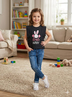 Cuttest Bunny Black Long Frill T-Shirt Girls