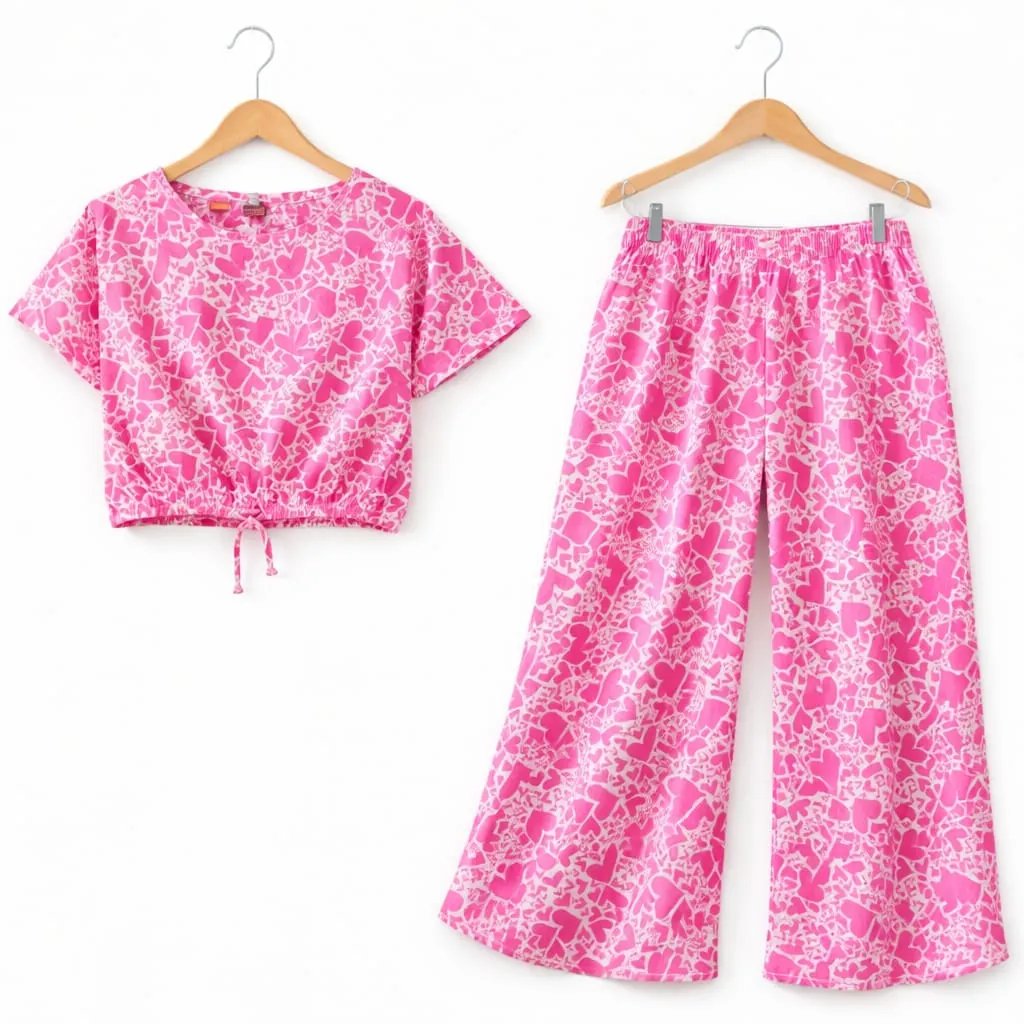 Pink Heart Print White Skate Fish- Girls