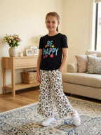 BEE Happy Dark Black T-shirt & flapper- Girls