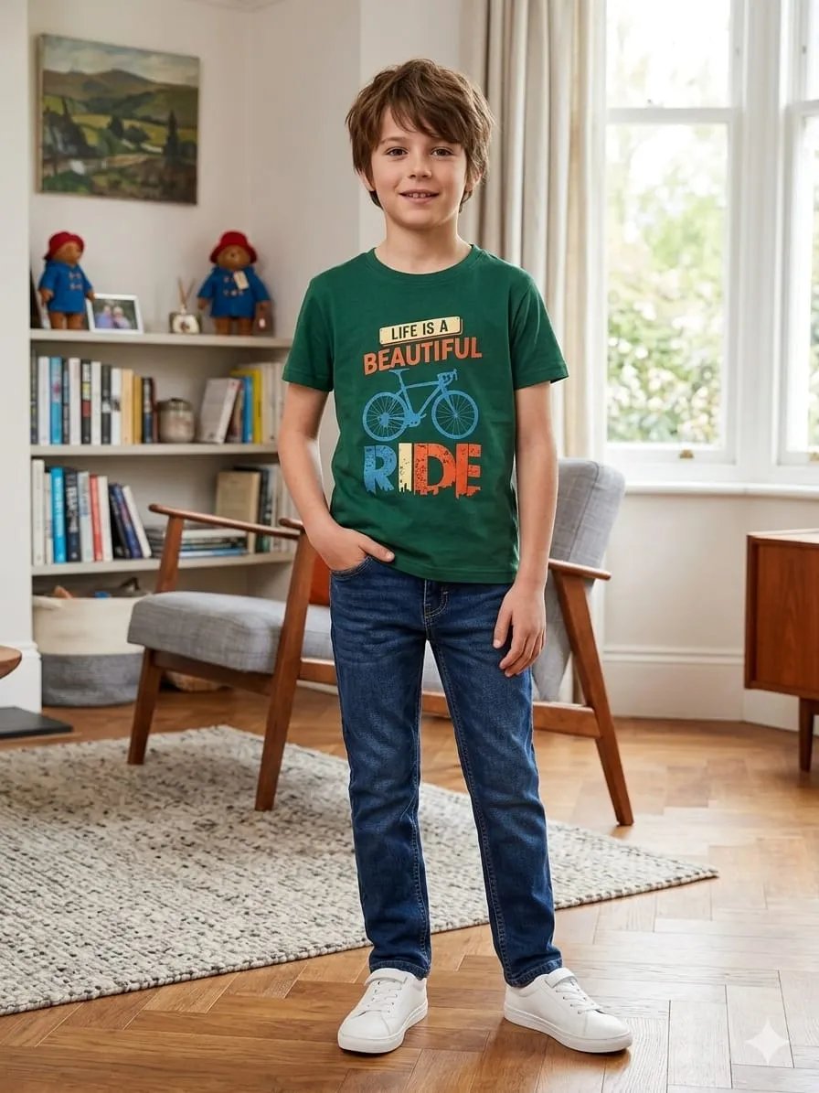 Bicycle Green T-Shirt for Boys (26N)