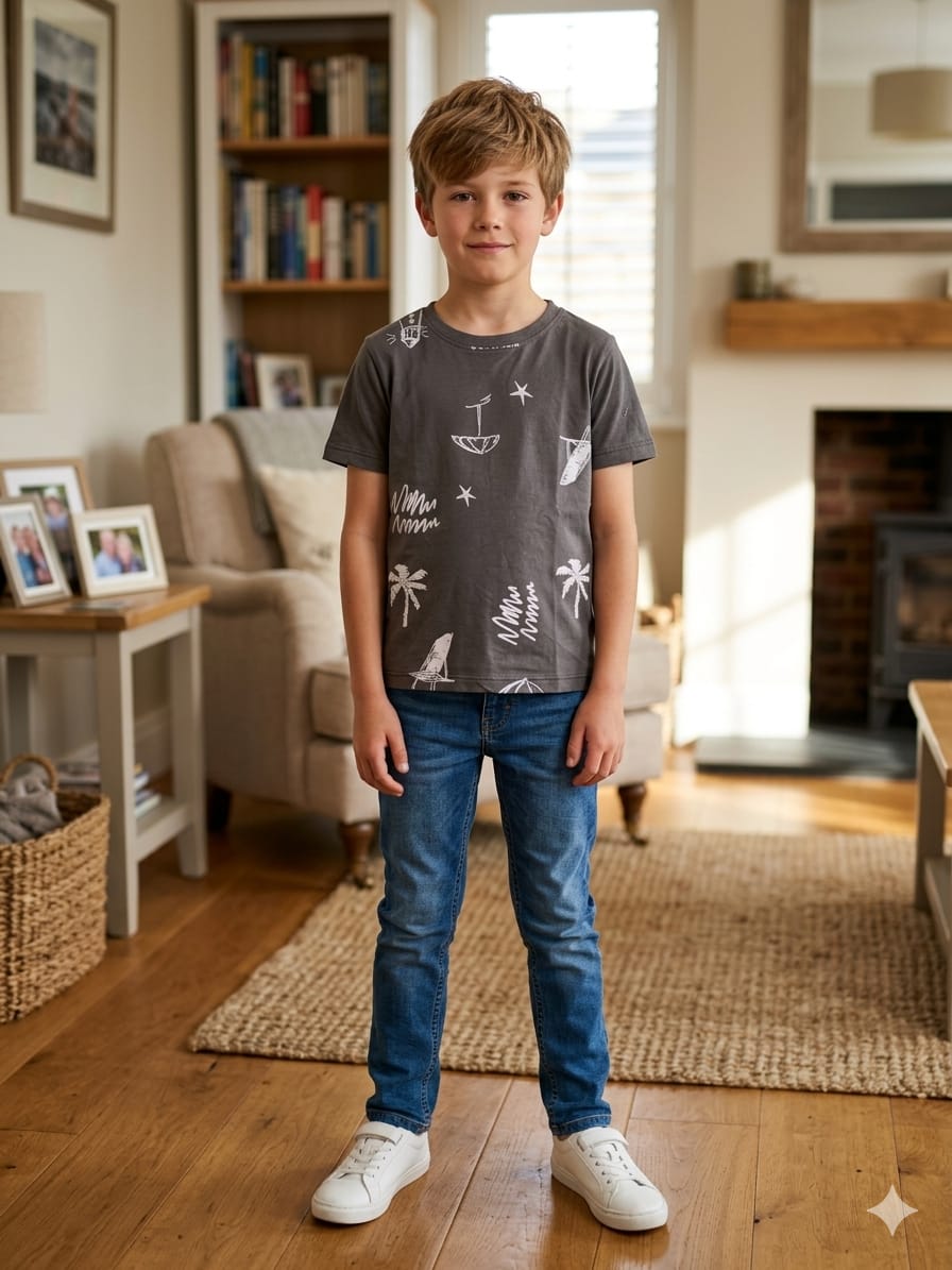 Hello Summer light grey T-shirt- Boys