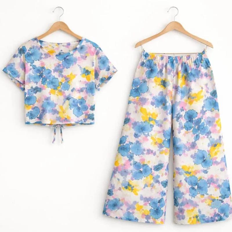 Sky Flowers print White Skate Fish- Girls
