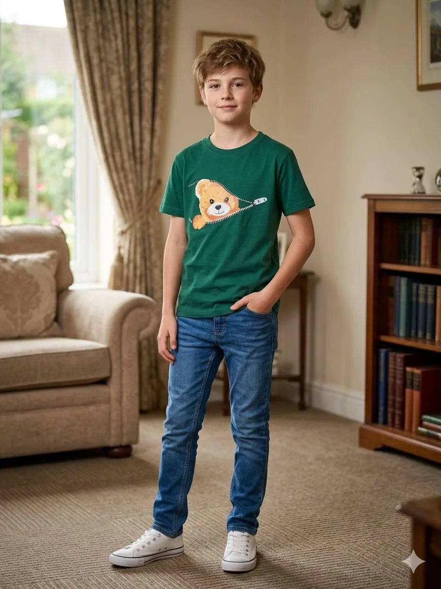 Teddy Bear Green T-Shirt Boys (51N)
