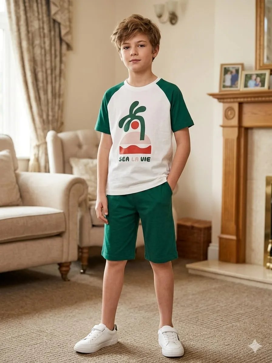 Tree Print Green Nicker Suit for Boys (48N)