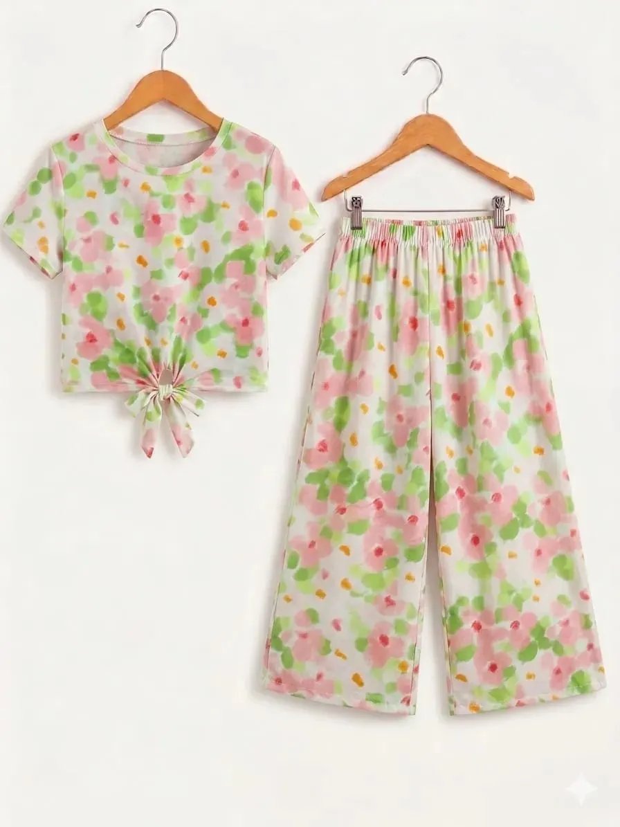 Pink & Green Flowers  Skate Fish- Girls