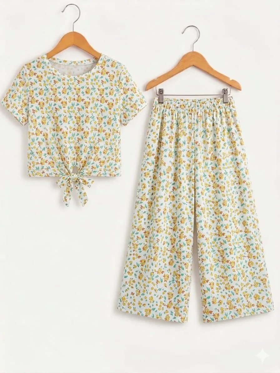 Green Flowers Petal Print Skin Skate Fish- Girls