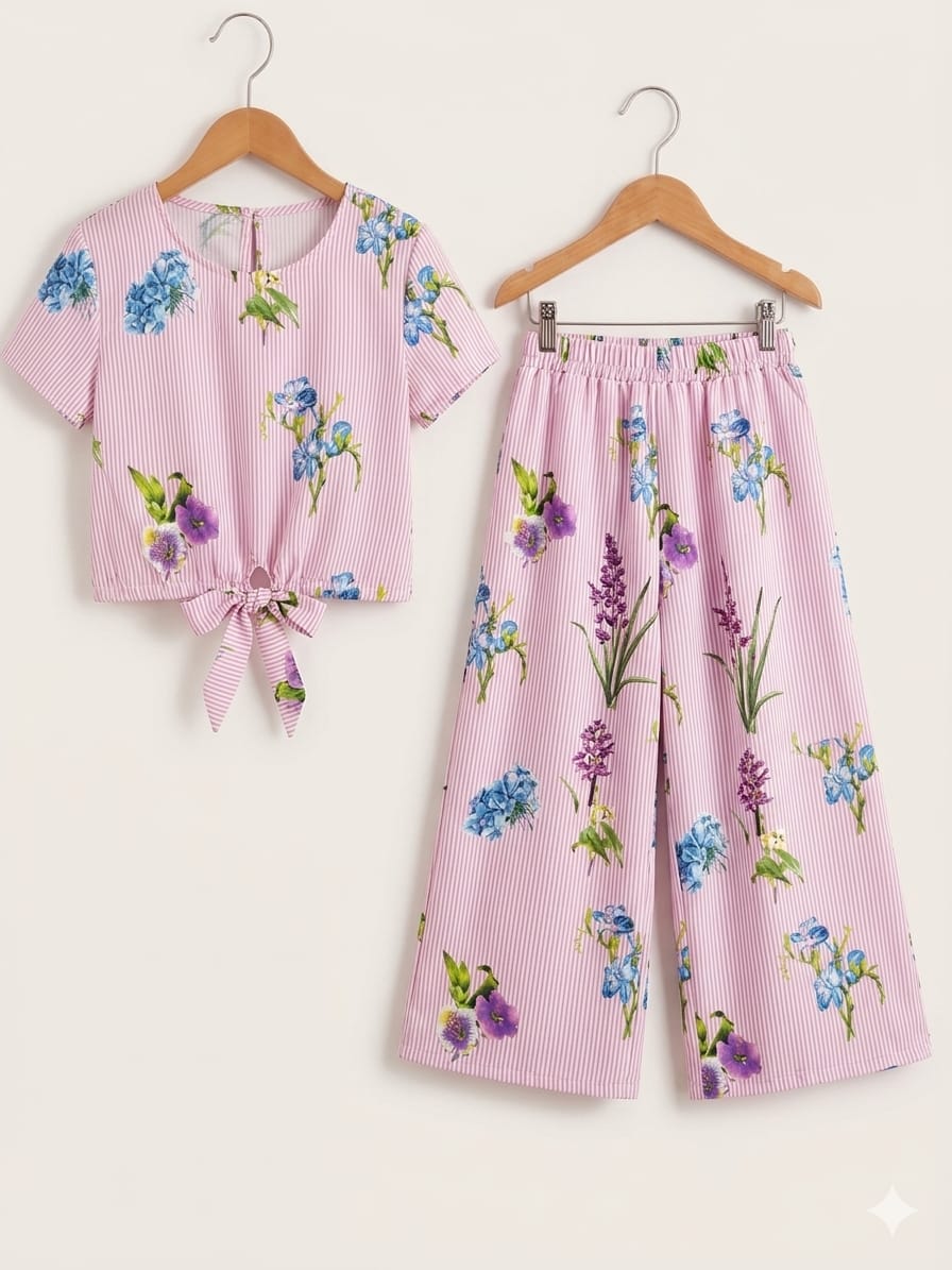 Flowers Print Baby Pink Skate Fish- Girls