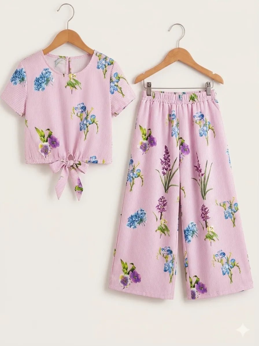 Flowers Print Baby Pink Skate Fish- Girls